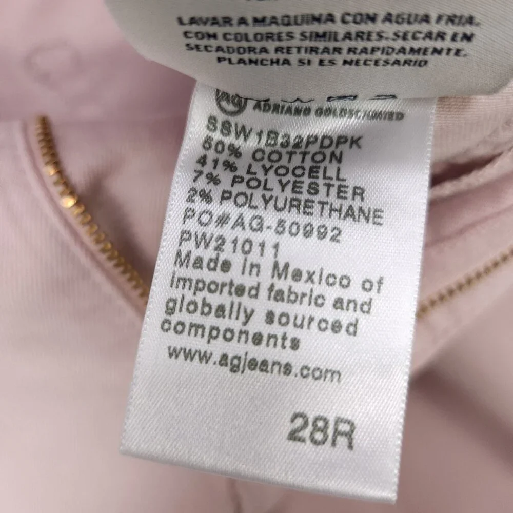 AG Adriano Goldschmied Ankle Jeans Size 28 High Rise The Farrah Skinny Pink